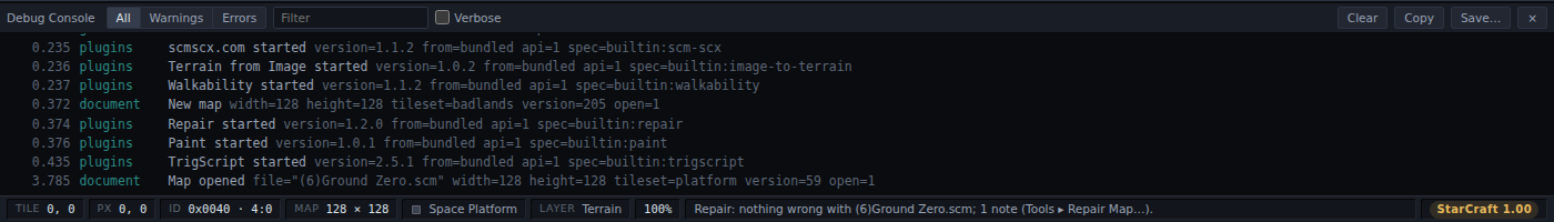 The debug console