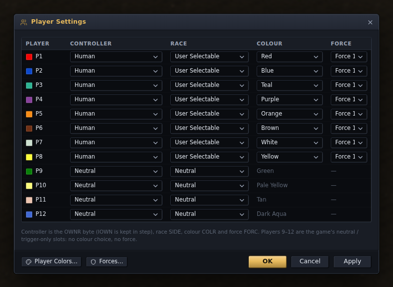 Player Settings