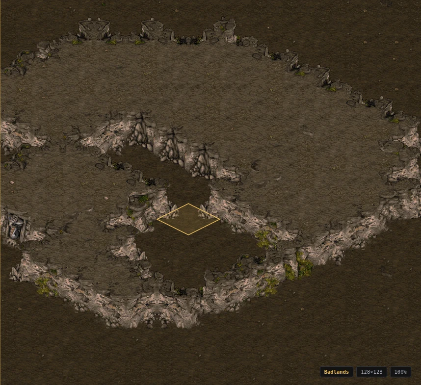 A plateau and a lake painted with the isometric brush