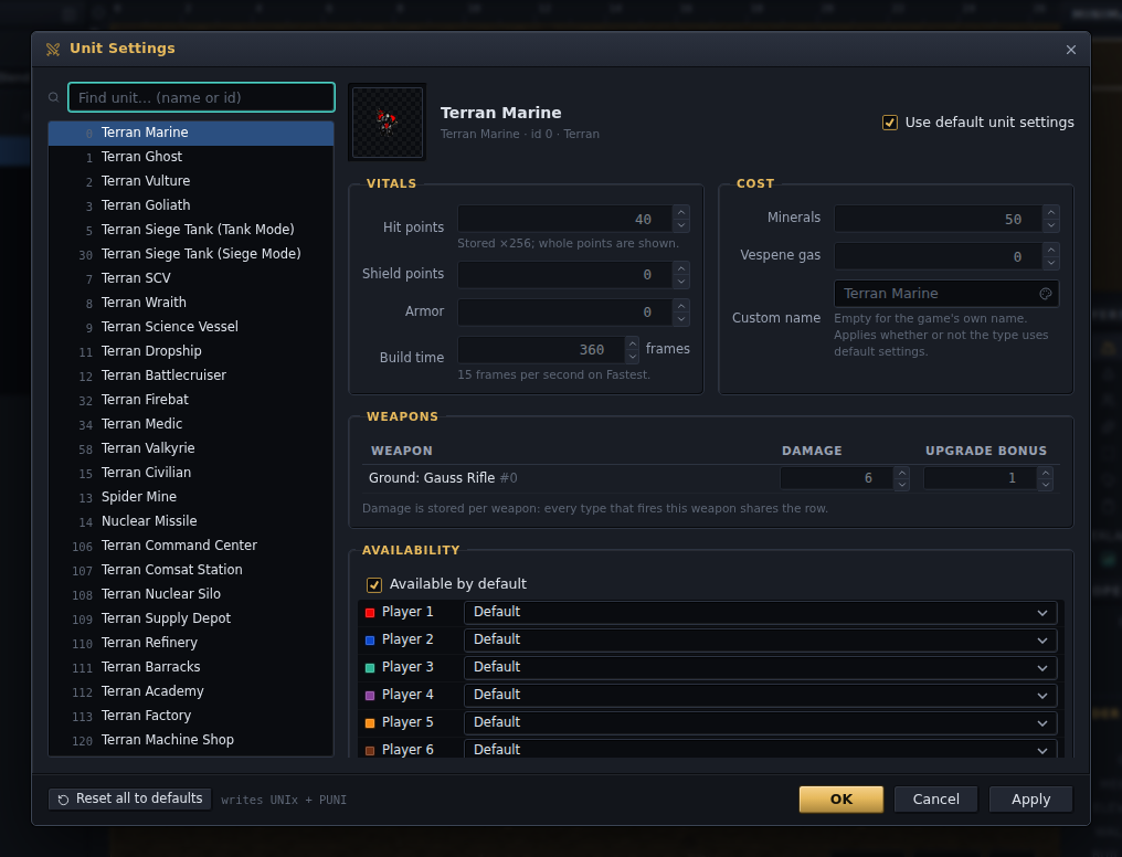 Unit Settings